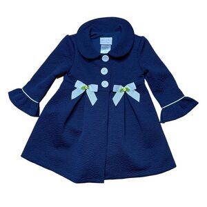 Iris & Ivy Size 18M Baby Girl Navy Blue Dress Jacket Bows